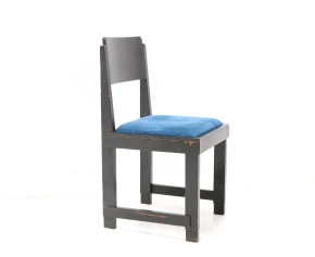 Set of 10 Art Deco Dining Chairs, Black Lacquered Oak, 1920s